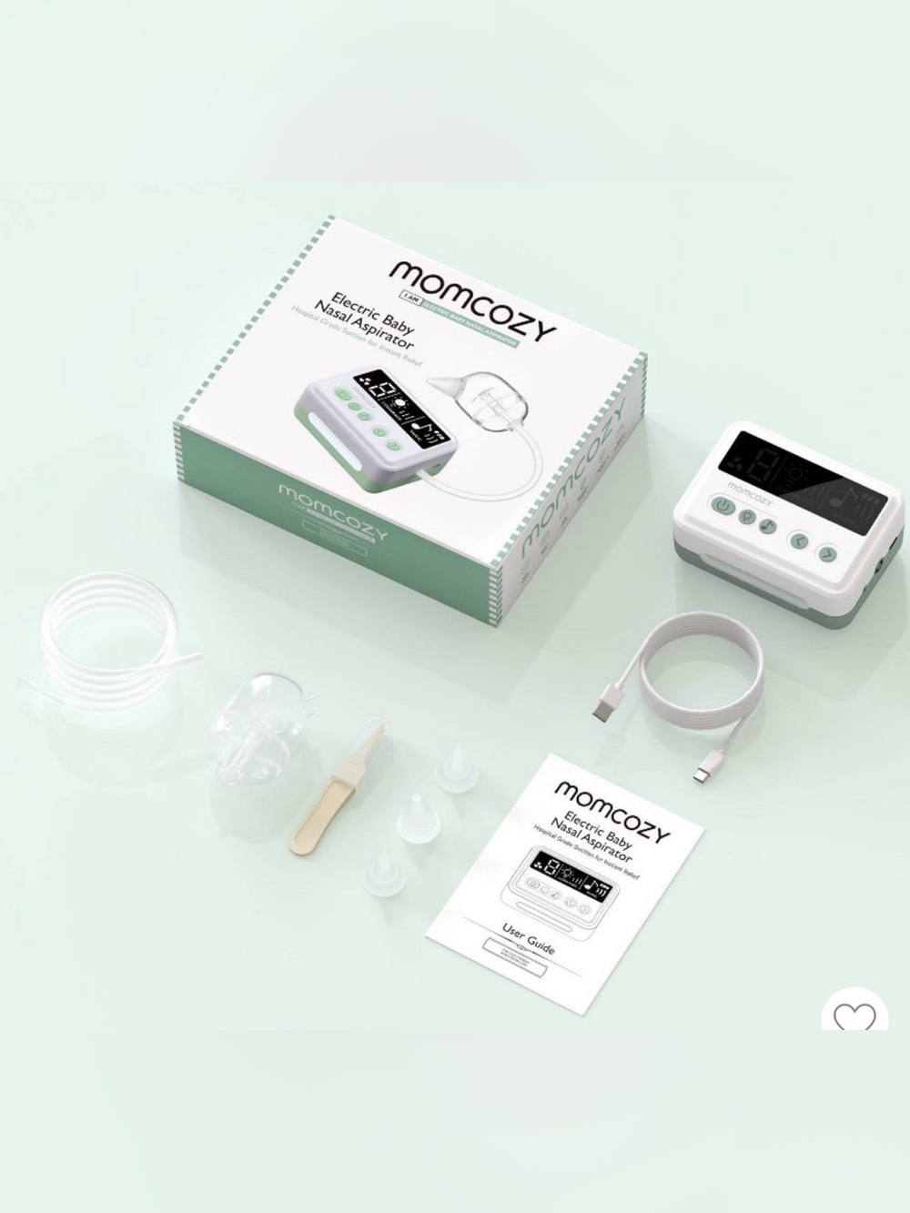 NWT Momcozy Electric Baby Nasal Aspirator | Hospital Grade Suction |White & Mint - Picture 2 of 10